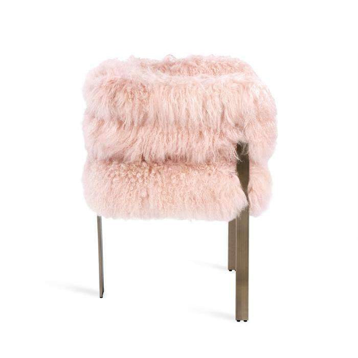 Darcy Dining Sheepskin Chair-Interlude-INTER-148162-Dining ChairsBlush-5-France and Son