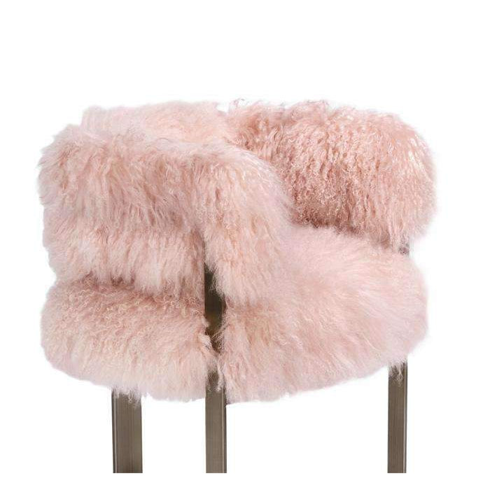 Darcy Dining Sheepskin Chair-Interlude-INTER-148162-Dining ChairsBlush-7-France and Son