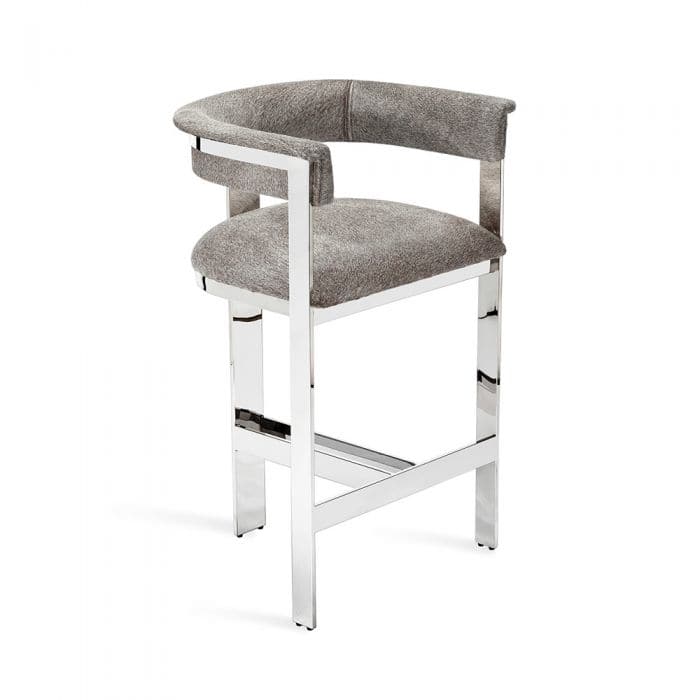 Darcy Hide Counter Stool-Interlude-INTER-149128-Bar StoolsPolished Nickel-2-France and Son