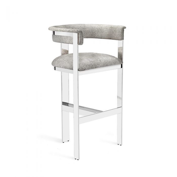 Darcy Hide Bar Stool-Interlude-INTER-149130-Bar StoolsPolished Nickel-2-France and Son