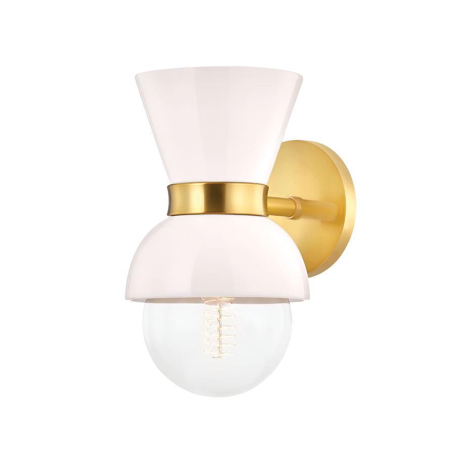 Gillian 1 Light Wall Sconce-Mitzi-HVL-H469101-AGB/CCR-Outdoor Wall SconcesAged Brass / Ceramic Gloss Cream-1-France and Son