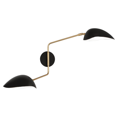 Rico Espinet Racer Wall Sconce W/ 2 Bulb-Robert Abbey Fine Lighting-ABBEY-1528-Wall LightingMatte Black Painted Metal Shade-1-France and Son