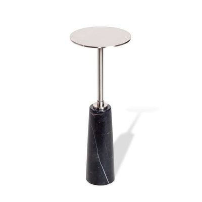 Beck Round Drink Table-Interlude-INTER-159045-Side TablesBlack Marble / Brushed Nickel-2-France and Son