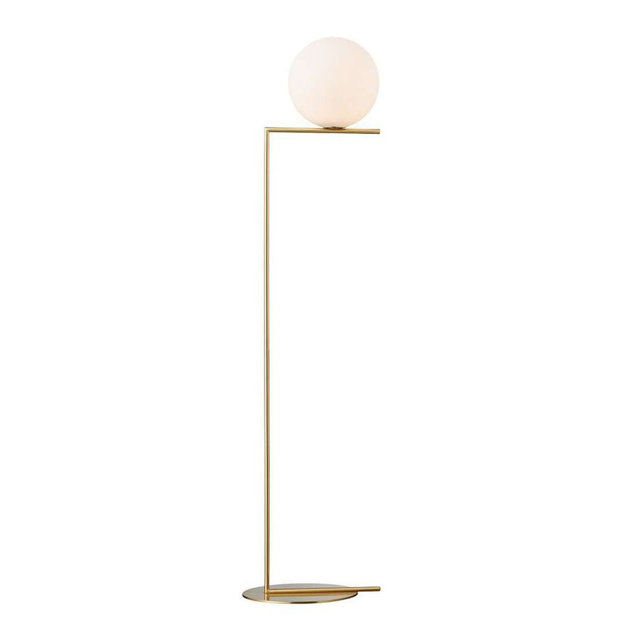 Brass Ball Floor Lamp - Large-France & Son-LM5633FBRSWHT-Floor Lamps-1-France and Son