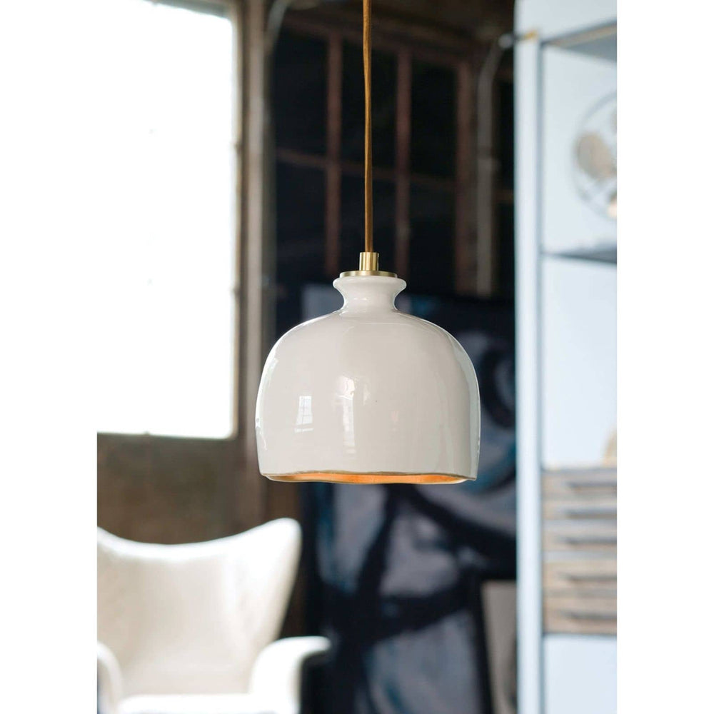 Bianca Ceramic Pendant - Gloss White and Gold-Regina Andrew Design-RAD-16-1103-Pendants-2-France and Son