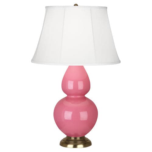 Double Gourd Table Lamp-Robert Abbey Fine Lighting-ABBEY-1607-Table LampsSchiaparelli Pink-Antique Brass-Ivory-94-France and Son