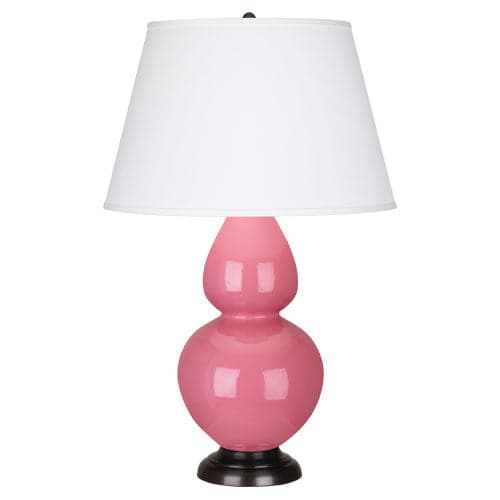 Double Gourd Table Lamp-Robert Abbey Fine Lighting-ABBEY-1608X-Table LampsSchiaparelli Pink-Deep Patina-Pearl Dupioni-97-France and Son