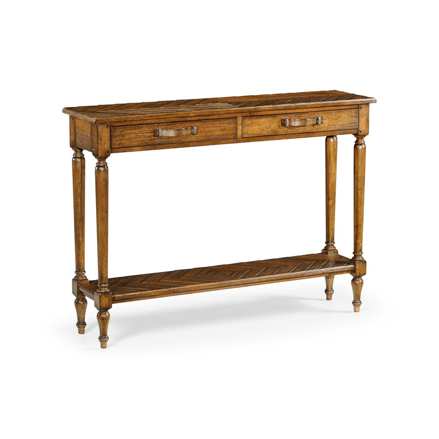 Parquet Console Table-Jonathan Charles-JCHARLES-491077-CFW-Console TablesCountry Walnut-1-France and Son