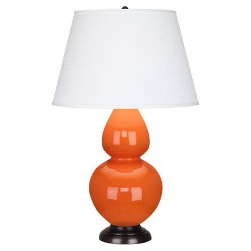Double Gourd Table Lamp-Robert Abbey Fine Lighting-ABBEY-1645X-Table LampsPumpkin-Deep Patina-Pearl Dupioni-83-France and Son