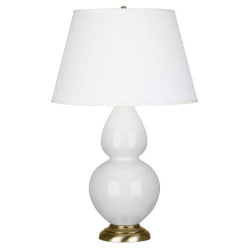 Double Gourd Table Lamp-Robert Abbey Fine Lighting-ABBEY-1660X-Table LampsLily-Natural Brass-Pearl Dupioni-8-France and Son