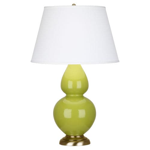 Double Gourd Table Lamp-Robert Abbey Fine Lighting-ABBEY-1663X-Table LampsApple-Antique Brass-Pearl Dupioni-86-France and Son