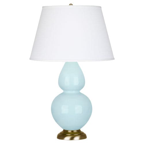 Double Gourd Table Lamp-Robert Abbey Fine Lighting-ABBEY-1666X-Table LampsBaby blue-Antique Brass-Pearl Dupioni-74-France and Son