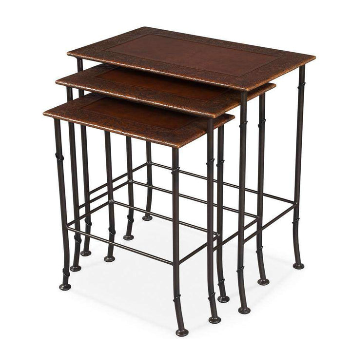 Kew Gardens Leather Nesting Tables-SARREID-SARREID-16696-Side Tables-1-France and Son