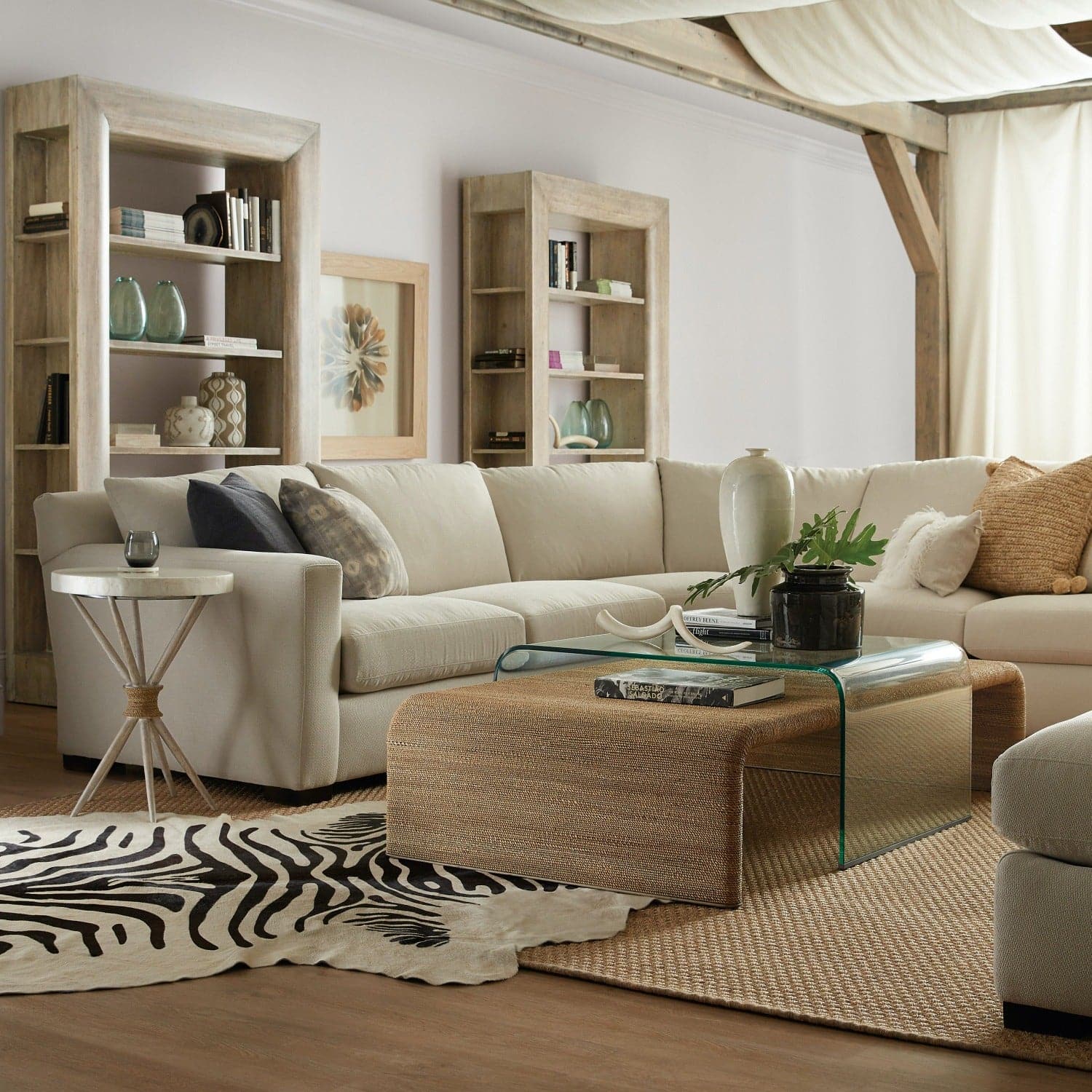Amani Rope and Glass Cocktail Table by Hooker Coffee Tables HOOKER