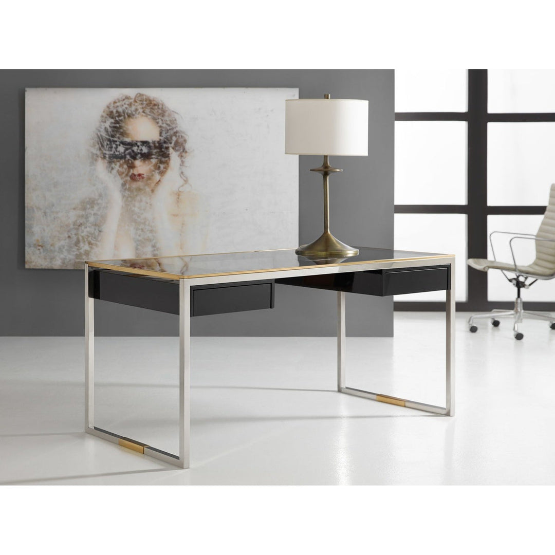 Stainless and Brass Writing Desk-Modern History-MODERN-MH910F01-Desks-1-France and Son