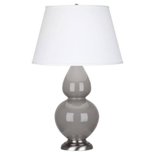 Double Gourd Table Lamp-Robert Abbey Fine Lighting-ABBEY-1750X-Table LampsSmokey Taupe-Antique Silver-Pearl Dupioni-115-France and Son