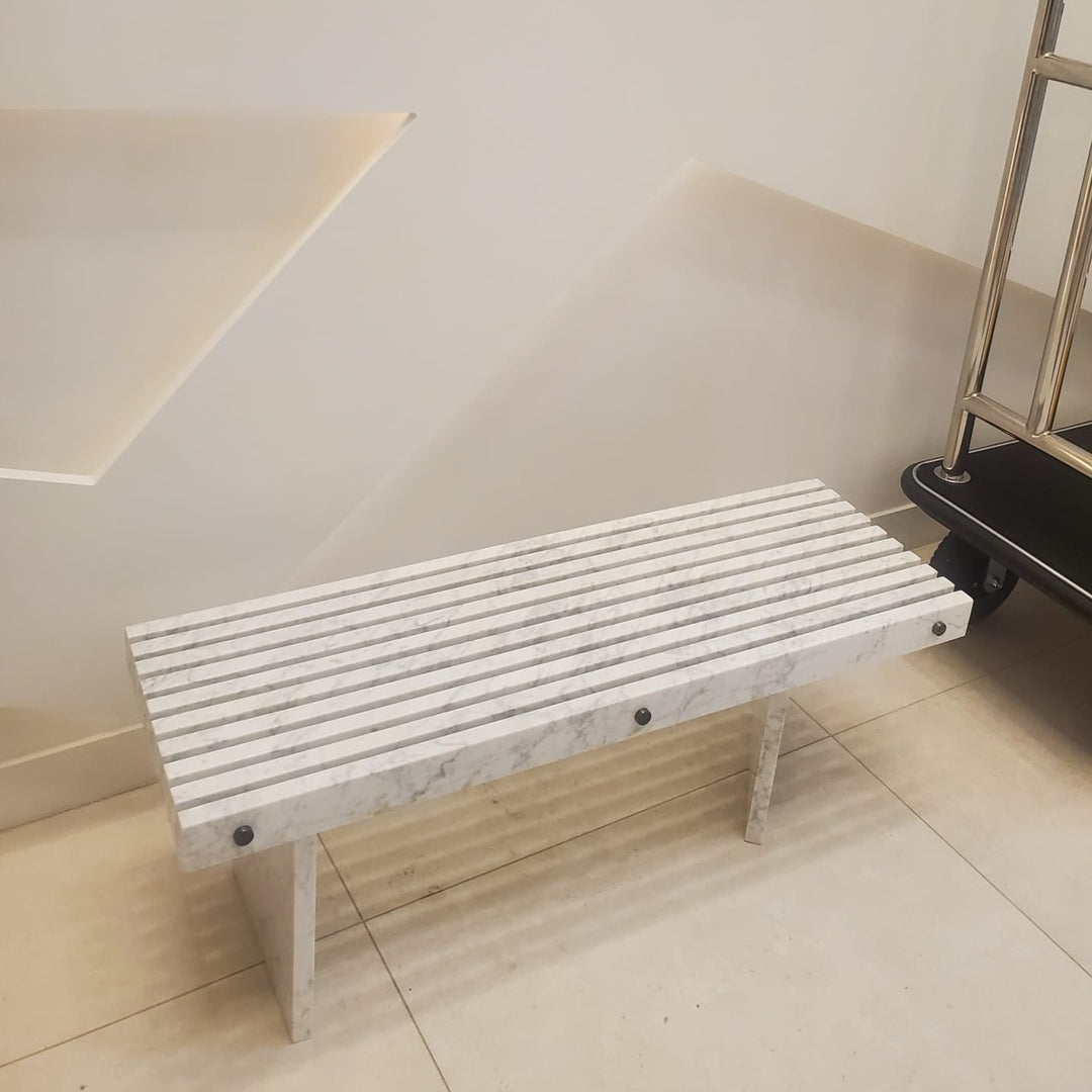 Leandro Carrara Marble Bench-France & Son-FV9872WHT-Benches-3-France and Son