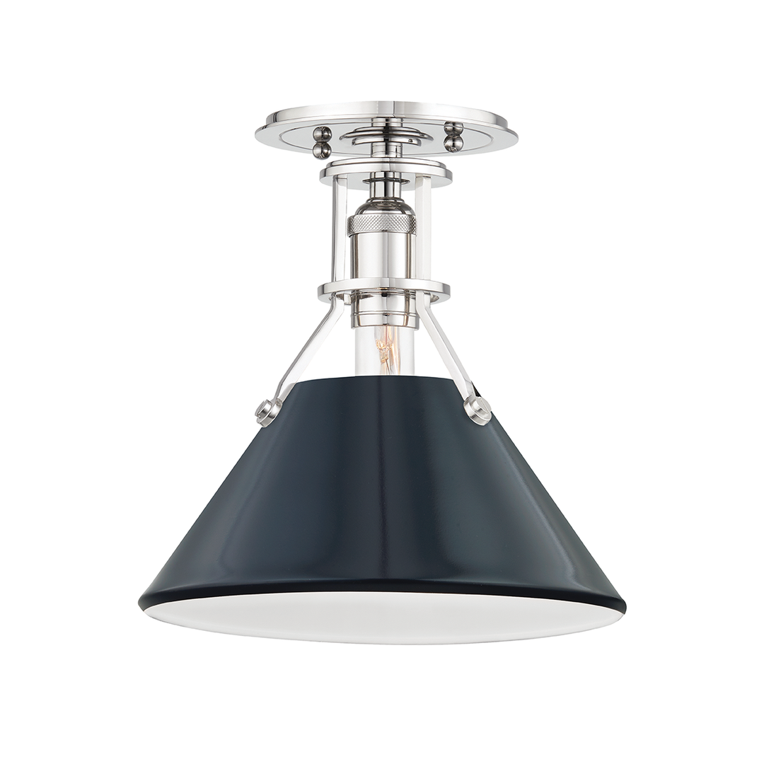 Painted No. 2 - 1 Light Semi Flush-Hudson Valley-HVL-MDS353-PN/DBL-Flush MountsDarkest Blue / Polished Nickel-6-France and Son