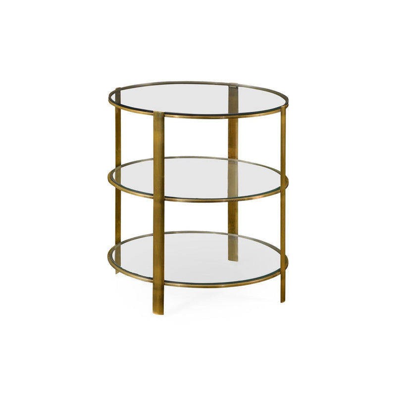 Cosmo Round End Table-Jonathan Charles-JCHARLES-495011-LAB-Side TablesAntique Brass-1-France and Son