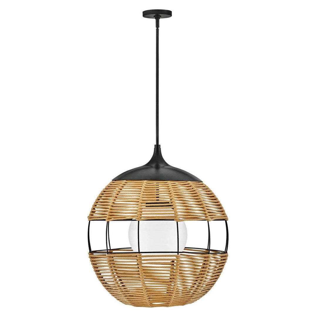 Outdoor Maddox - Orb Pendant-Hinkley Lighting-HINKLEY-19675BK-NAT-PendantsBlack with Light Natural Nylon Shade-2-France and Son