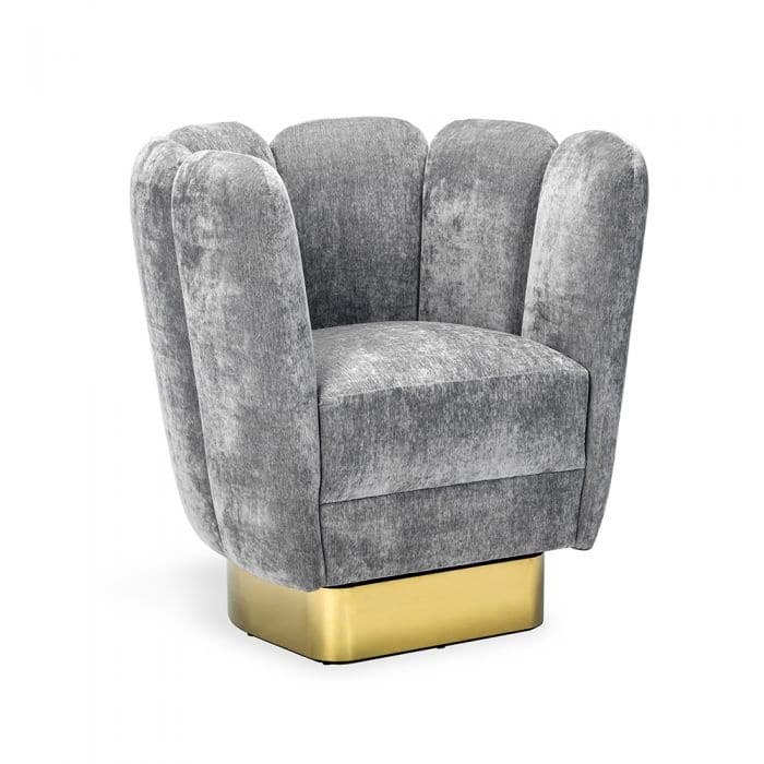 Gallery Swivel Chair Brass-Interlude-INTER-198010-6-Lounge ChairsPure Grey-Brass-7-France and Son