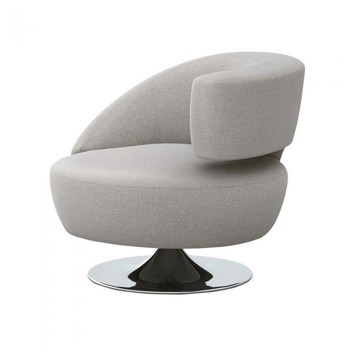 Isabella Swivel Chair-Interlude-INTER-198022-6-Lounge ChairsPure Grey-Right-13-France and Son