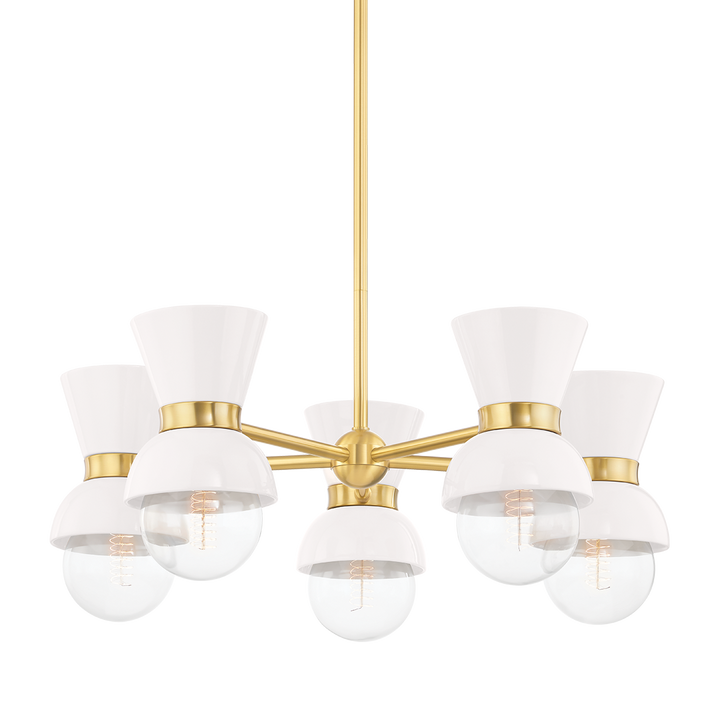 Gillian 5 Light Chandelier-Mitzi-HVL-H469805-AGB/CCR-ChandeliersAged Brass/Ceramic Gloss Cream-1-France and Son