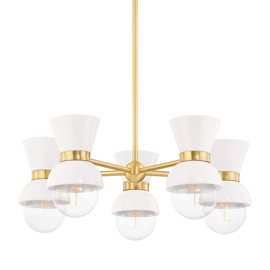 Gillian 5 Light Chandelier-Mitzi-HVL-H469805-AGB/CCR-ChandeliersAged Brass/Ceramic Gloss Cream-1-France and Son