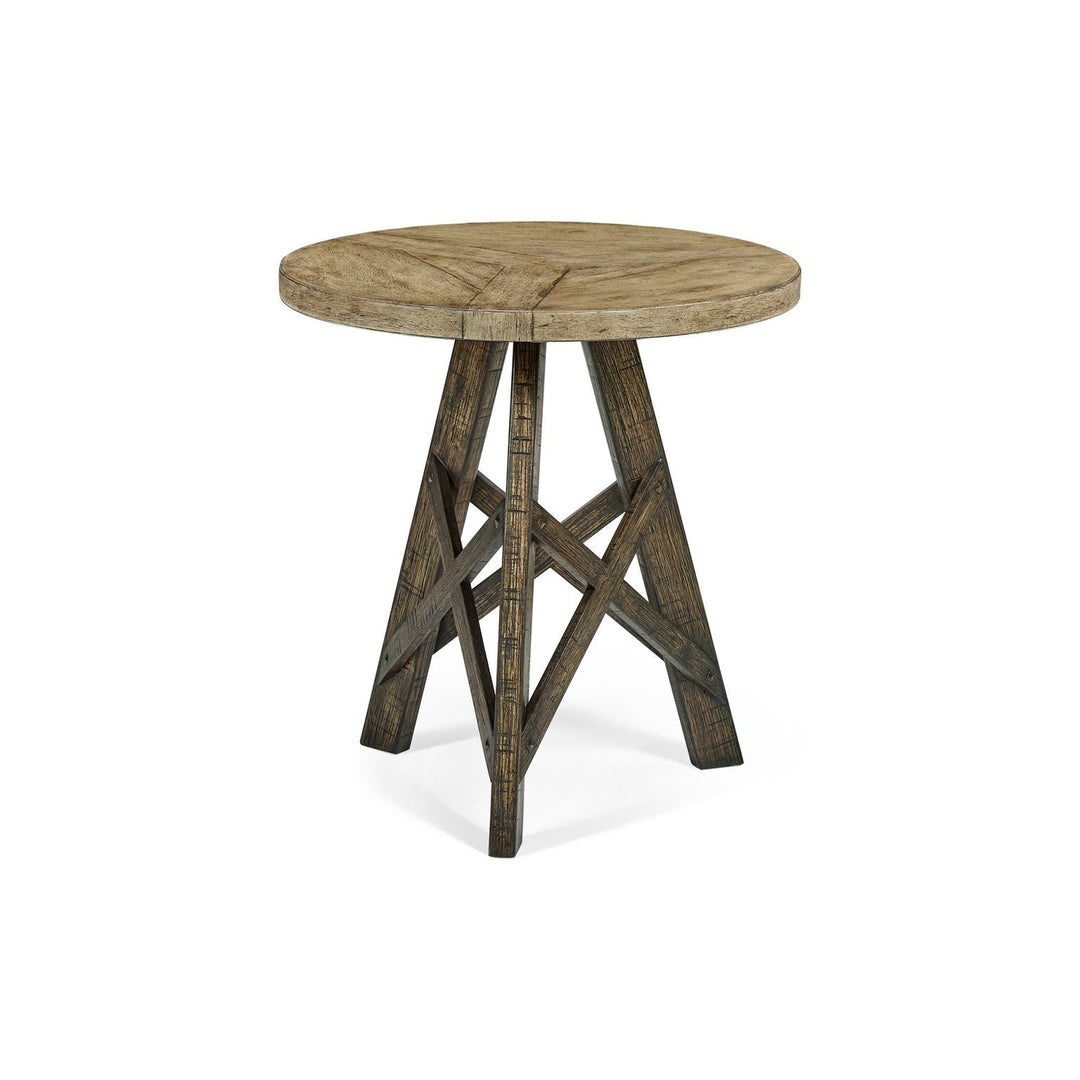 Rustic Circular Lamp Table-Jonathan Charles-JCHARLES-491075-CFW-Side TablesCountry Walnut-5-France and Son