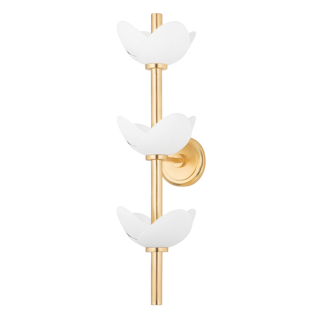 Dawson 6 Light Wall Sconce Gold Leaf / White Plaster-Hudson Valley-HVL-3003-GL/WP-Outdoor Wall Sconces-1-France and Son