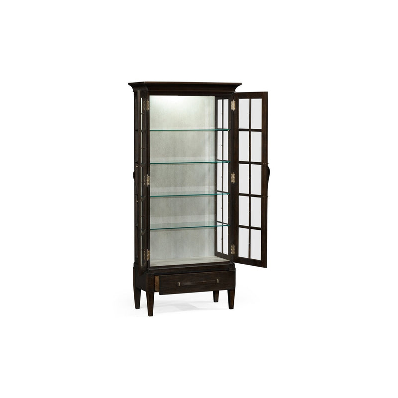 Tall Plank Glazed Display Cabinet-Jonathan Charles-JCHARLES-491063-DTM-Bookcases & CabinetsMedium Driftwood-11-France and Son