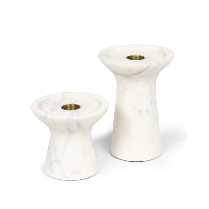 Klein Marble Candle Holder Set - White