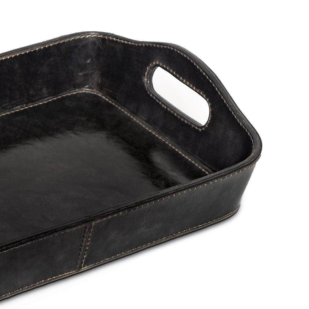 Derby Parlor Leather Tray-Regina Andrew Design-RAD-20-1505BLK-TraysBlack-3-France and Son