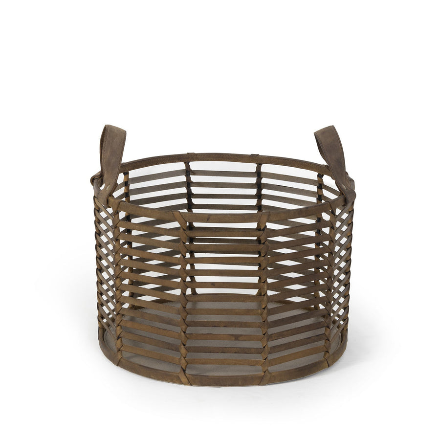 Finn Leather Basket Small-Regina Andrew Design-RAD-20-1517-Baskets & Boxes-1-France and Son