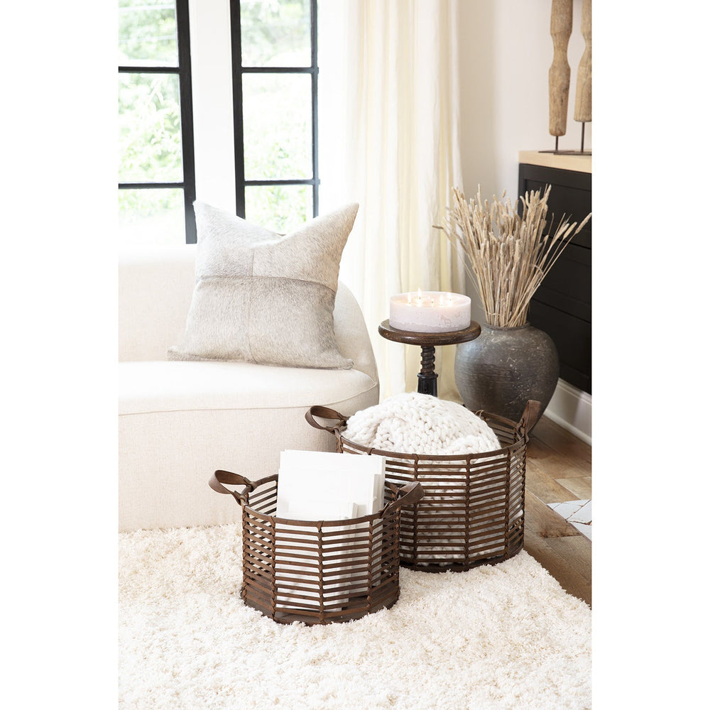 Finn Leather Basket Small-Regina Andrew Design-RAD-20-1517-Baskets & Boxes-2-France and Son
