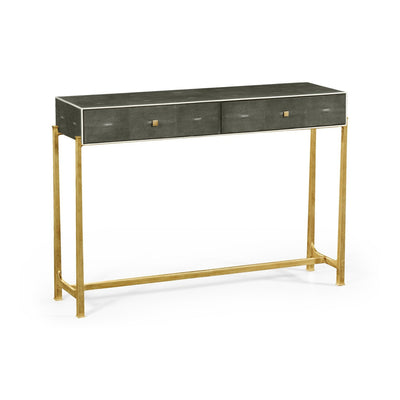 Anthracite Faux Shagreen Console-Jonathan Charles-JCHARLES-494325-G-SGA-Console TablesGilded-1-France and Son