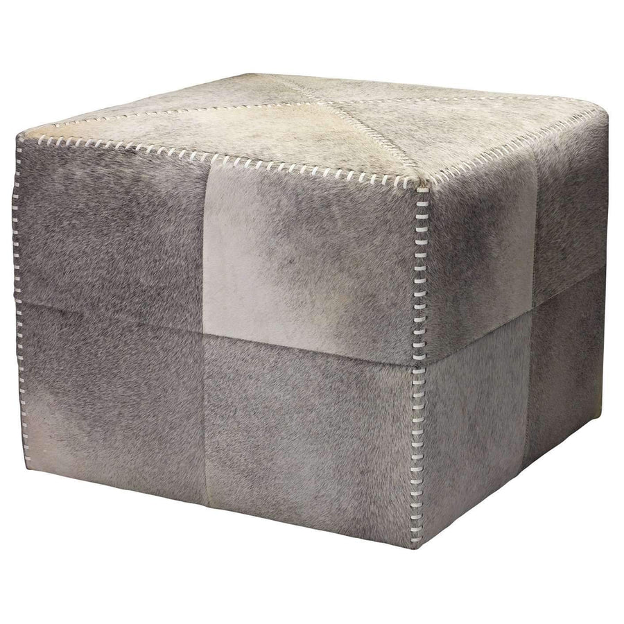 Large Ottoman in Grey Hide-Jamie Young-JAMIEYO-20OTTO-LGGR-Stools & Ottomans-1-France and Son