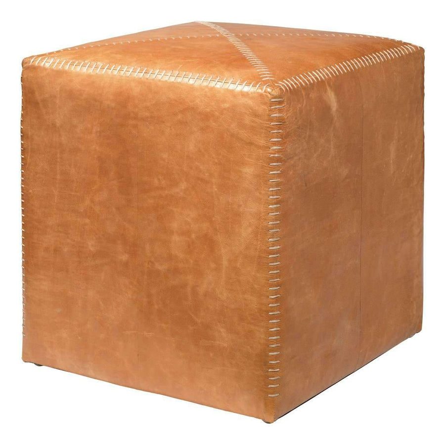 Small Ottoman in Buff Leather-Jamie Young-JAMIEYO-20OTTO-SMLE-Stools & Ottomans-1-France and Son