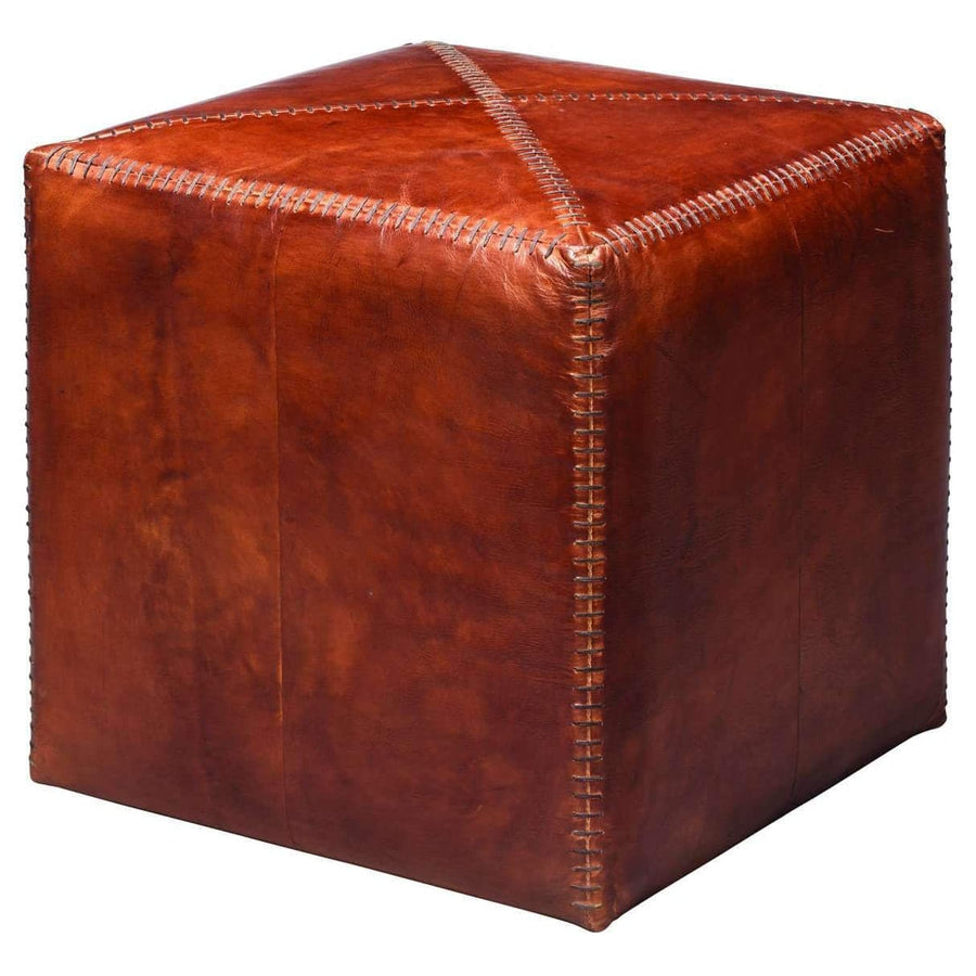 Small Ottoman in Tobacco Leather-Jamie Young-JAMIEYO-20OTTO-SMTO-Stools & Ottomans-1-France and Son