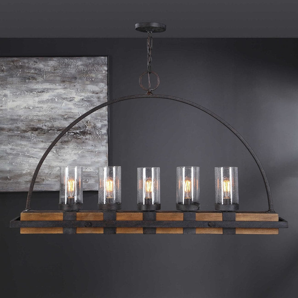 Atwood 5 Light Rustic Linear Chandelier-Uttermost-UTTM-21328-Pendants-2-France and Son