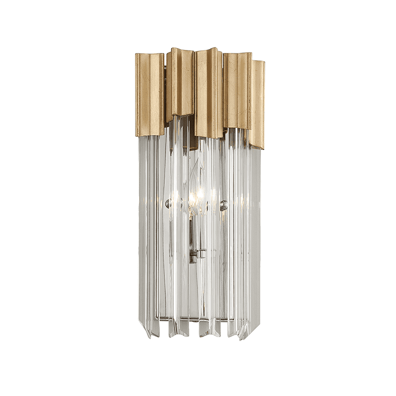 Charisma 1Lt Wall Sconce Gold Leaf W Polished Stainless-Corbett Lighting-CORBETT-220-11-Wall Lighting-1-France and Son
