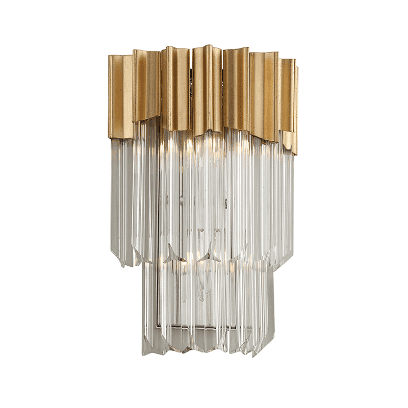 Charisma 2Lt Wall Sconce Gold Leaf W Polished Stainless-Corbett Lighting-CORBETT-220-12-Wall Lighting-1-France and Son