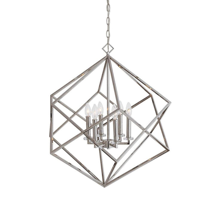 Euclid 6 Light Nickel Cube Pendant-Uttermost-UTTM-22122-Pendants-1-France and Son