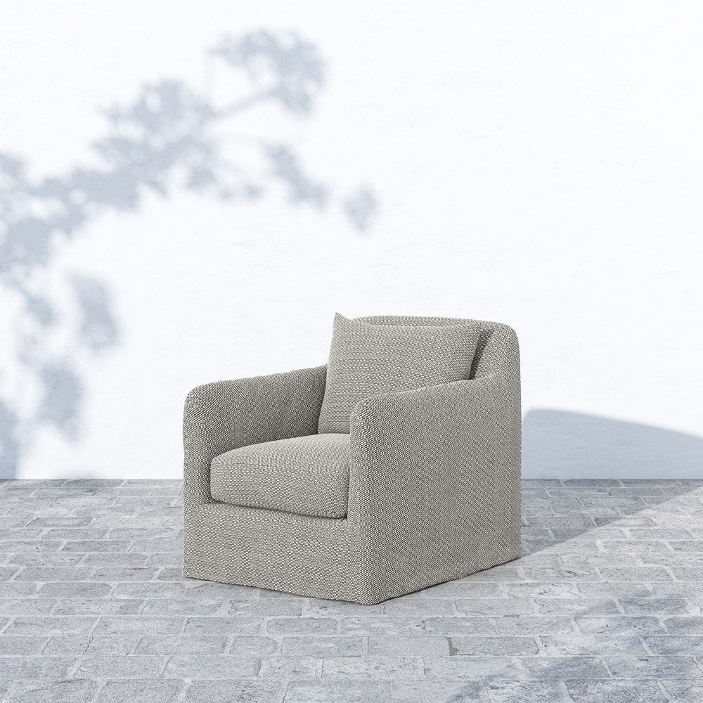 Broward Outdoor Swivel Chair-Four Hands-FH-223196-004-Outdoor Lounge ChairsCharcoal-6-France and Son