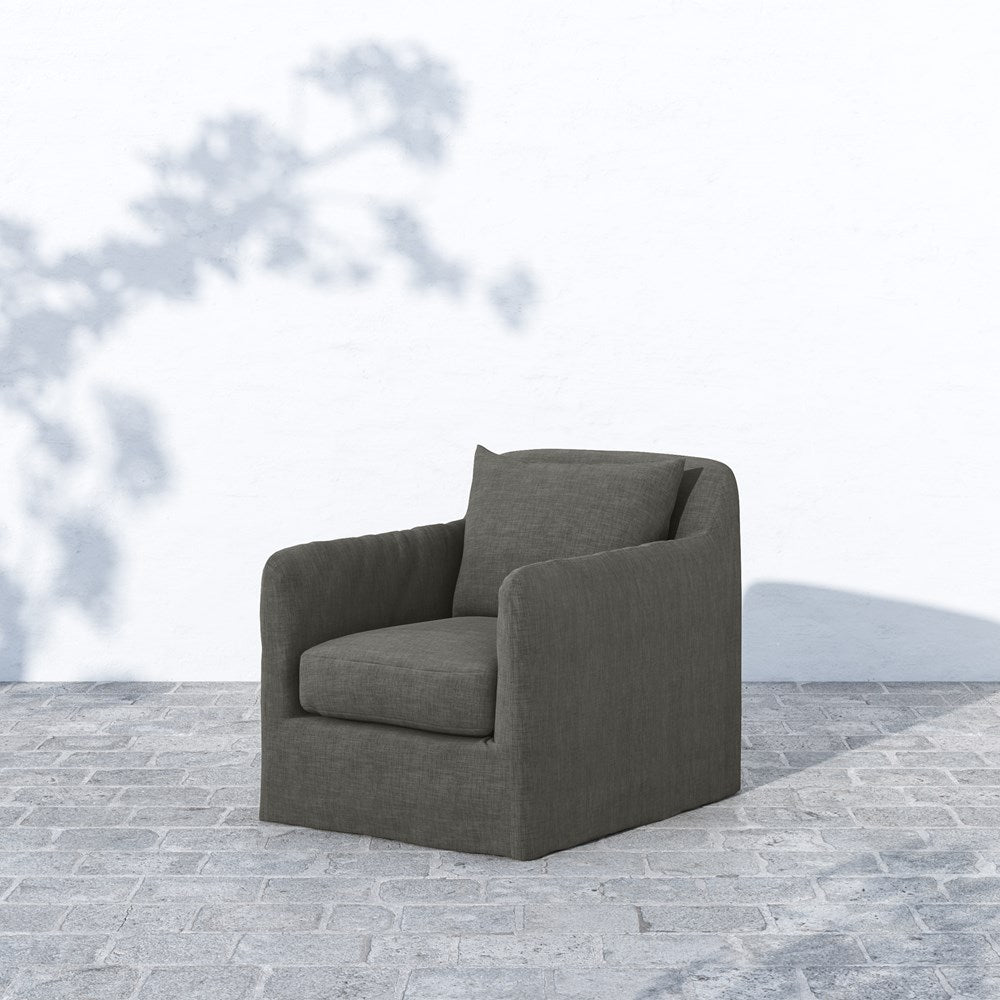 Broward Outdoor Swivel Chair-Four Hands-FH-223196-004-Outdoor Lounge ChairsCharcoal-2-France and Son
