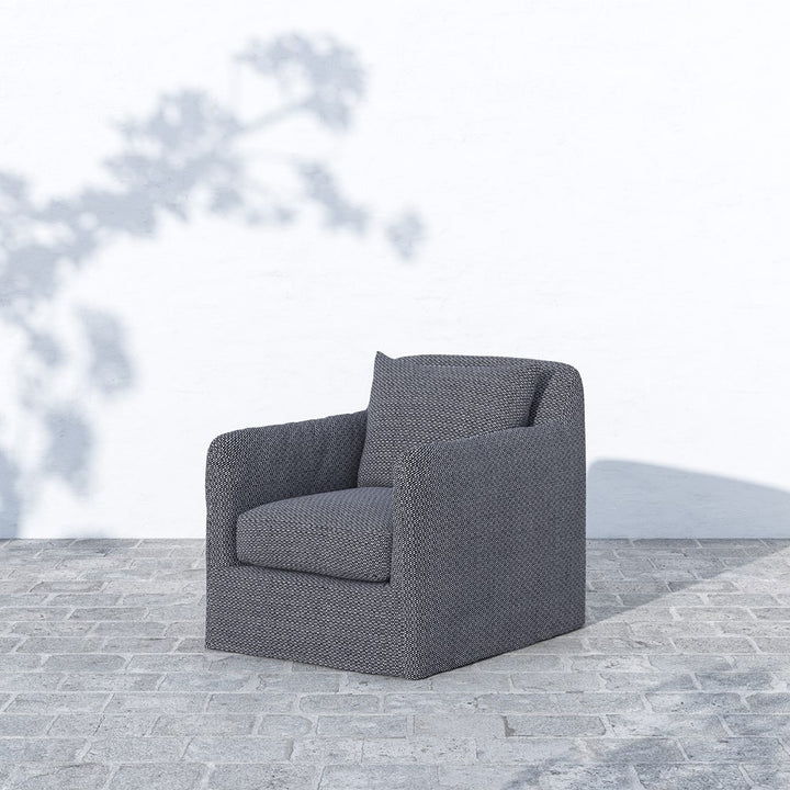 Broward Outdoor Swivel Chair-Four Hands-FH-223196-004-Outdoor Lounge ChairsCharcoal-5-France and Son