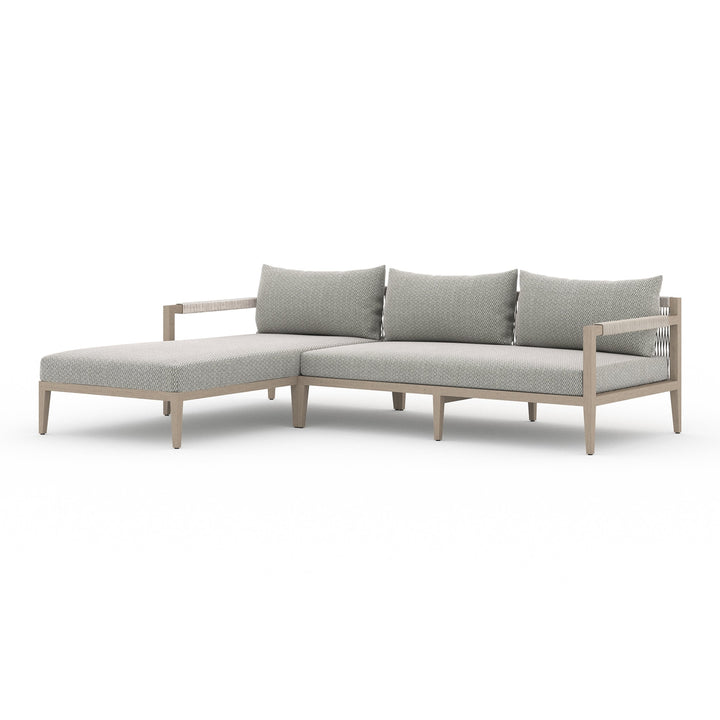 Sherwood 2 Pc Sectional-Four Hands-FH-223269-003-Outdoor SectionalsNatural Teak-Fsc / Grey Rope-LAF-Faye Ash-1-France and Son