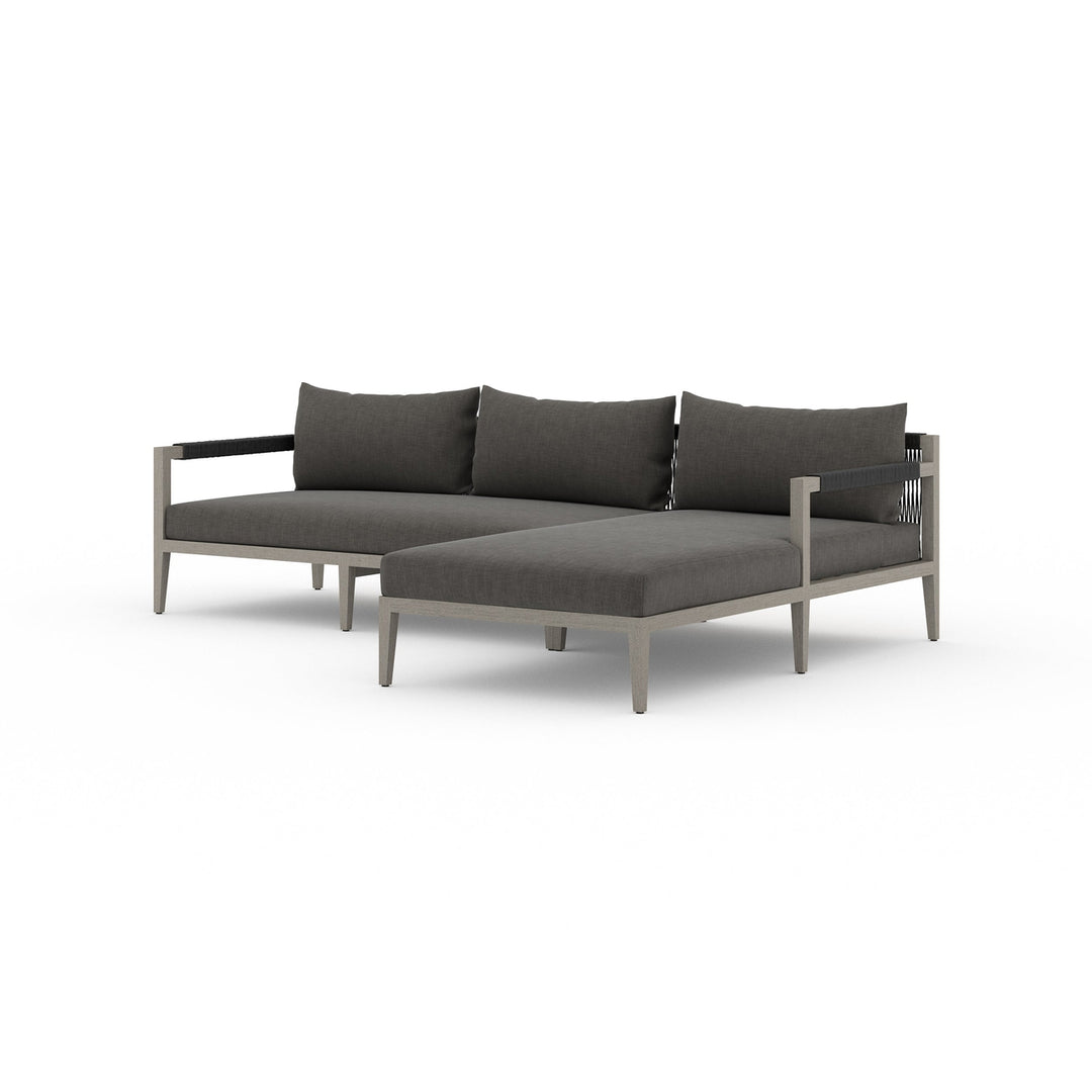 Sherwood 2 Pc Sectional-Four Hands-FH-223270-005-Outdoor SectionalsWeathered Grey-Fsc / Dark Grey Rope-RAF-Charcoal-33-France and Son