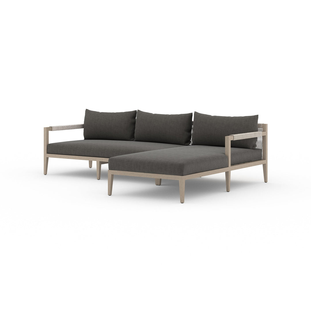 Sherwood 2 Pc Sectional-Four Hands-FH-223270-007-Outdoor SectionalsNatural Teak-Fsc / Grey Rope-RAF-Charcoal-28-France and Son