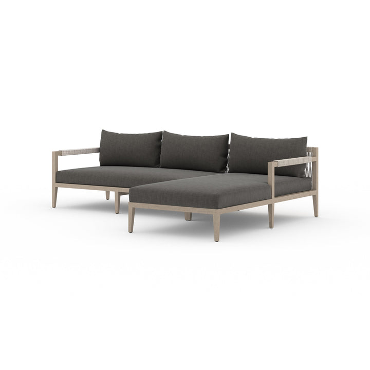 Sherwood 2 Pc Sectional-Four Hands-FH-223270-007-Outdoor SectionalsNatural Teak-Fsc / Grey Rope-RAF-Charcoal-28-France and Son